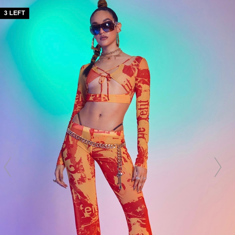 Jaded London, Orange Magazine Print Mesh size S.